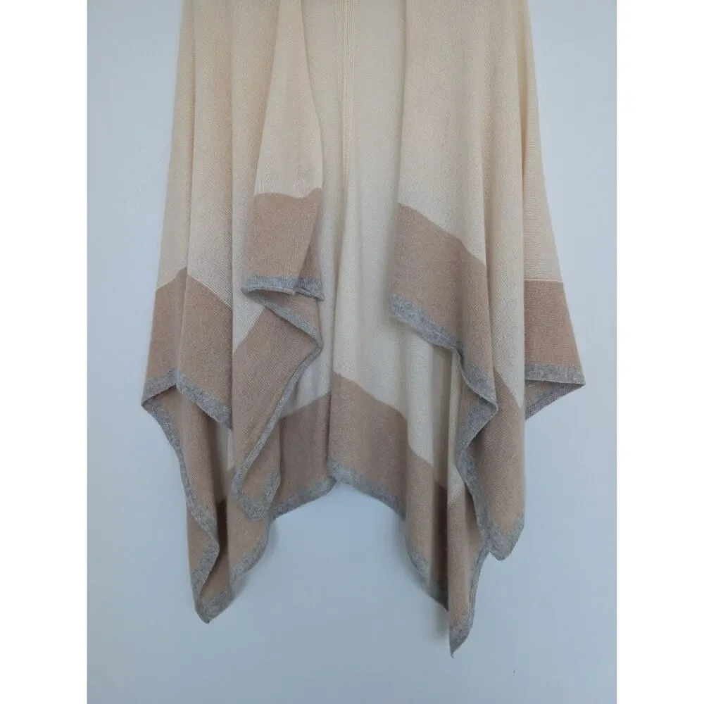 J. McLaughlin Cashmere Colorblock Poncho Shawl Wrap Kimono Cardigan One Size - Picture 10 of 16